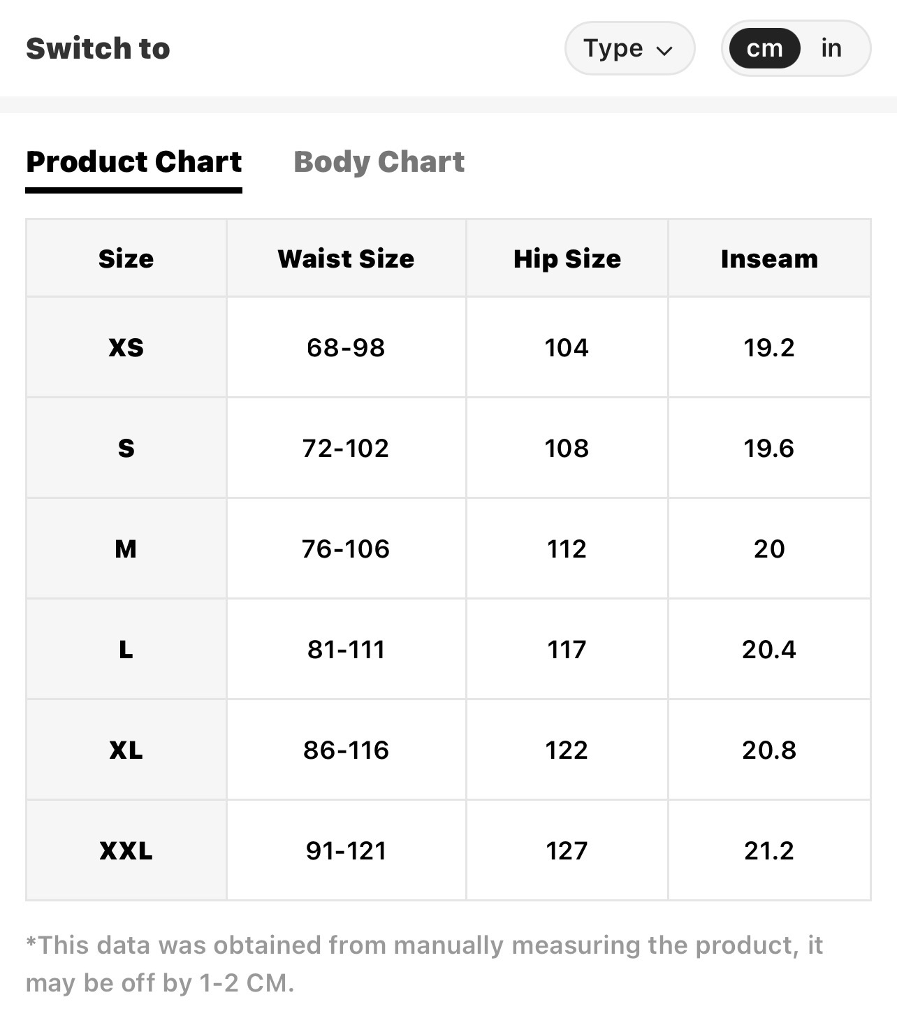 Size Chart